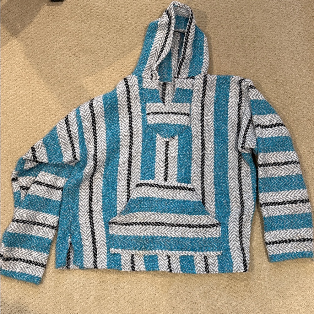 Striped Blue and White Baja Hoodie